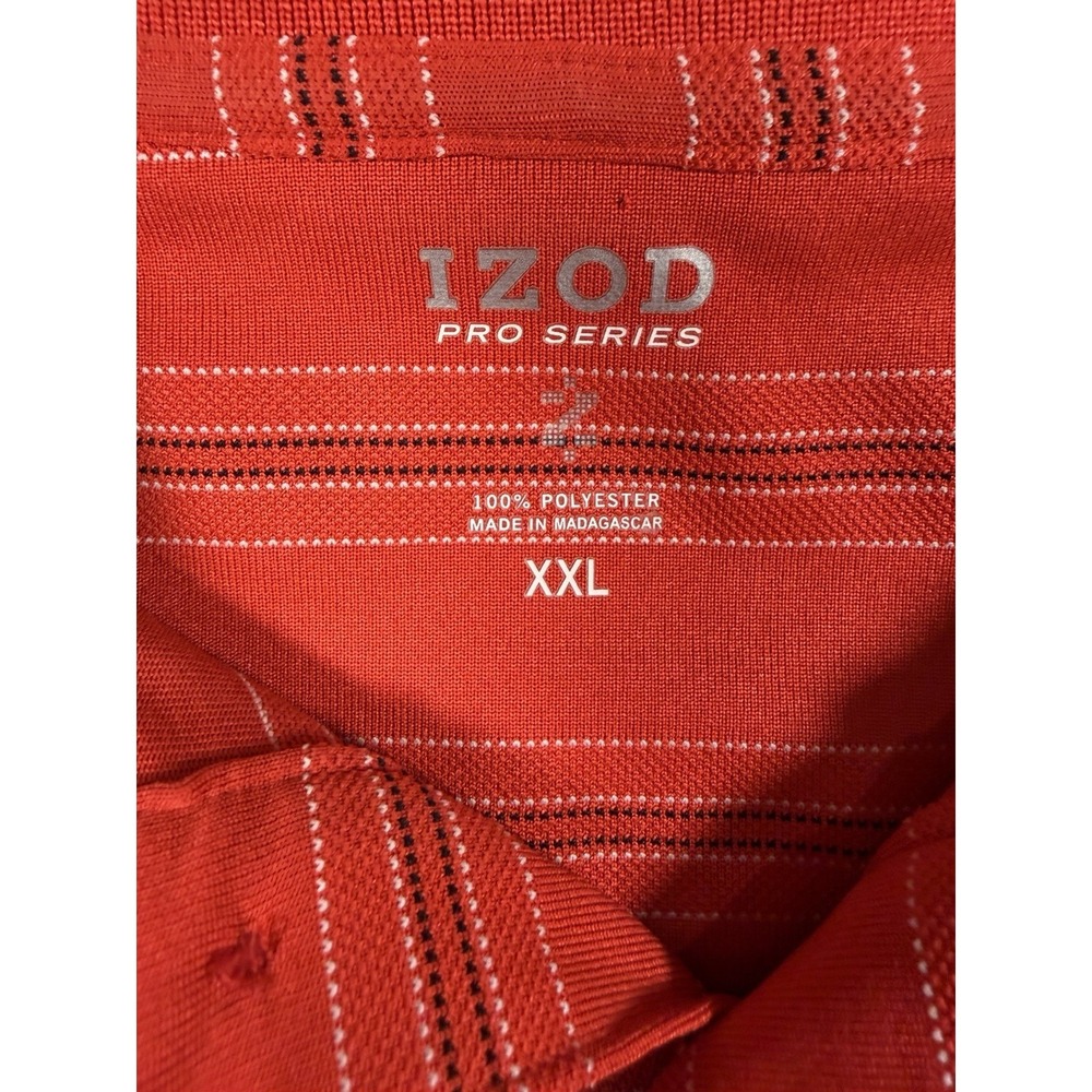 IZOD Pro Series Mens XXL Red Striped Performance Golf Polo Shirt Short Sleeve